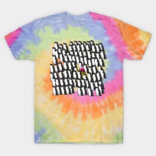 Black and White Penguins and a Rainbow Penguin T-Shirt